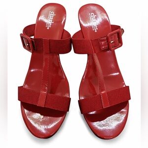 Charles By Charles David Red Patent Platform Sandals Size 7.5
